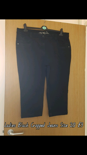 ladies black cropped jeans